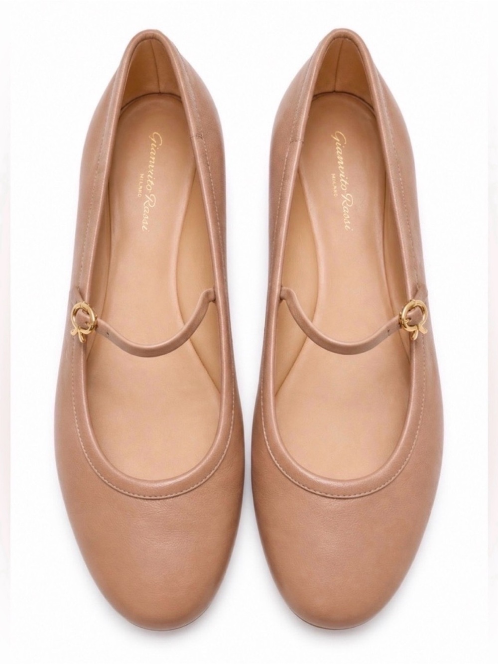 Gianvito Rossi Carla Ballet Flats | Beige Leather | EU 40
